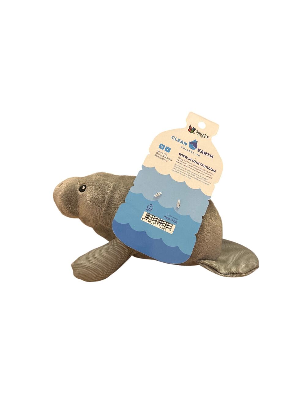 New Spunky Pup Clean Earth Manatee Floating Recycled EcoFriendly Squeaky Dog Toy